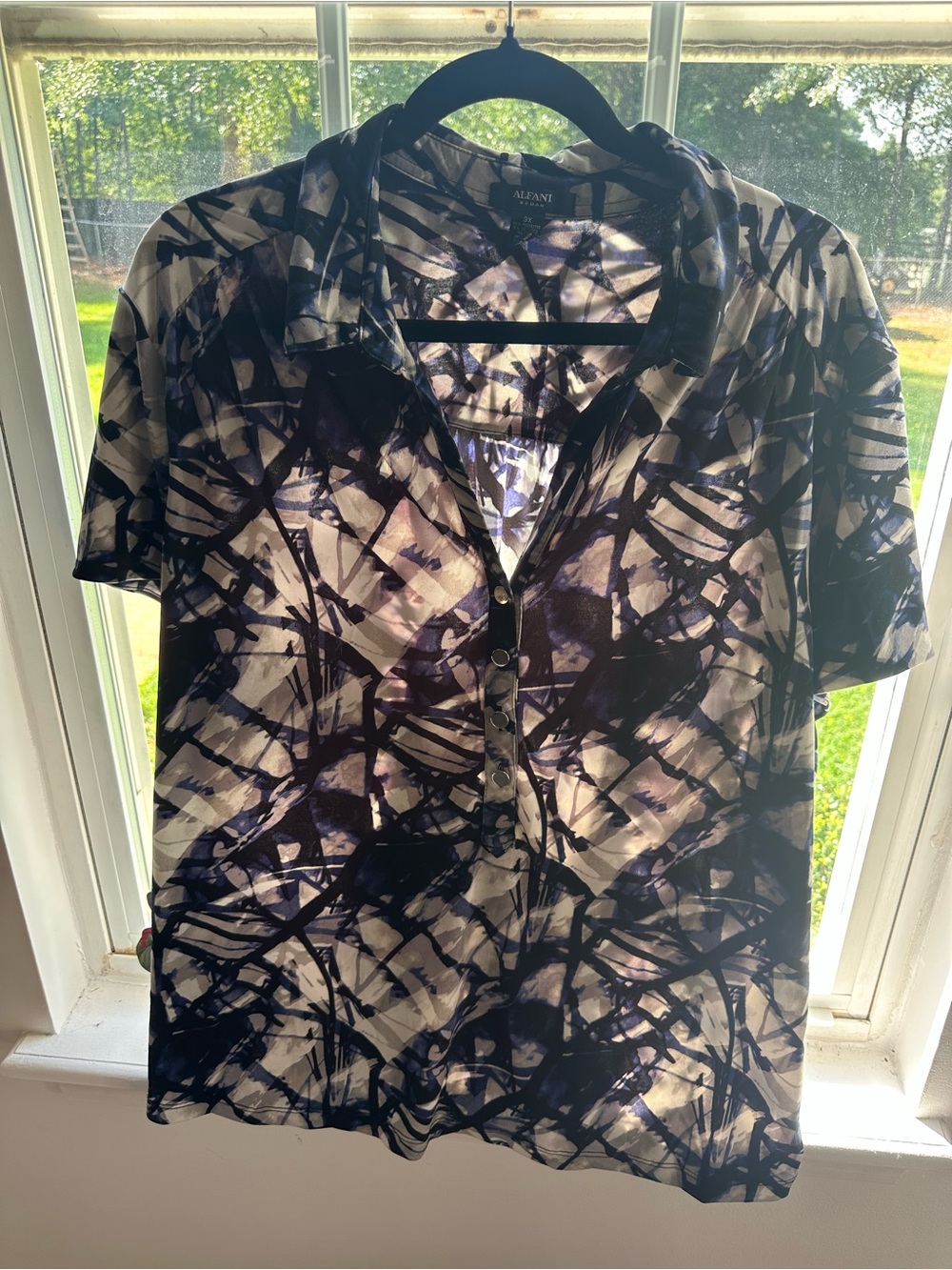 Alfani Women's  Abstract Short Sleeve Polo